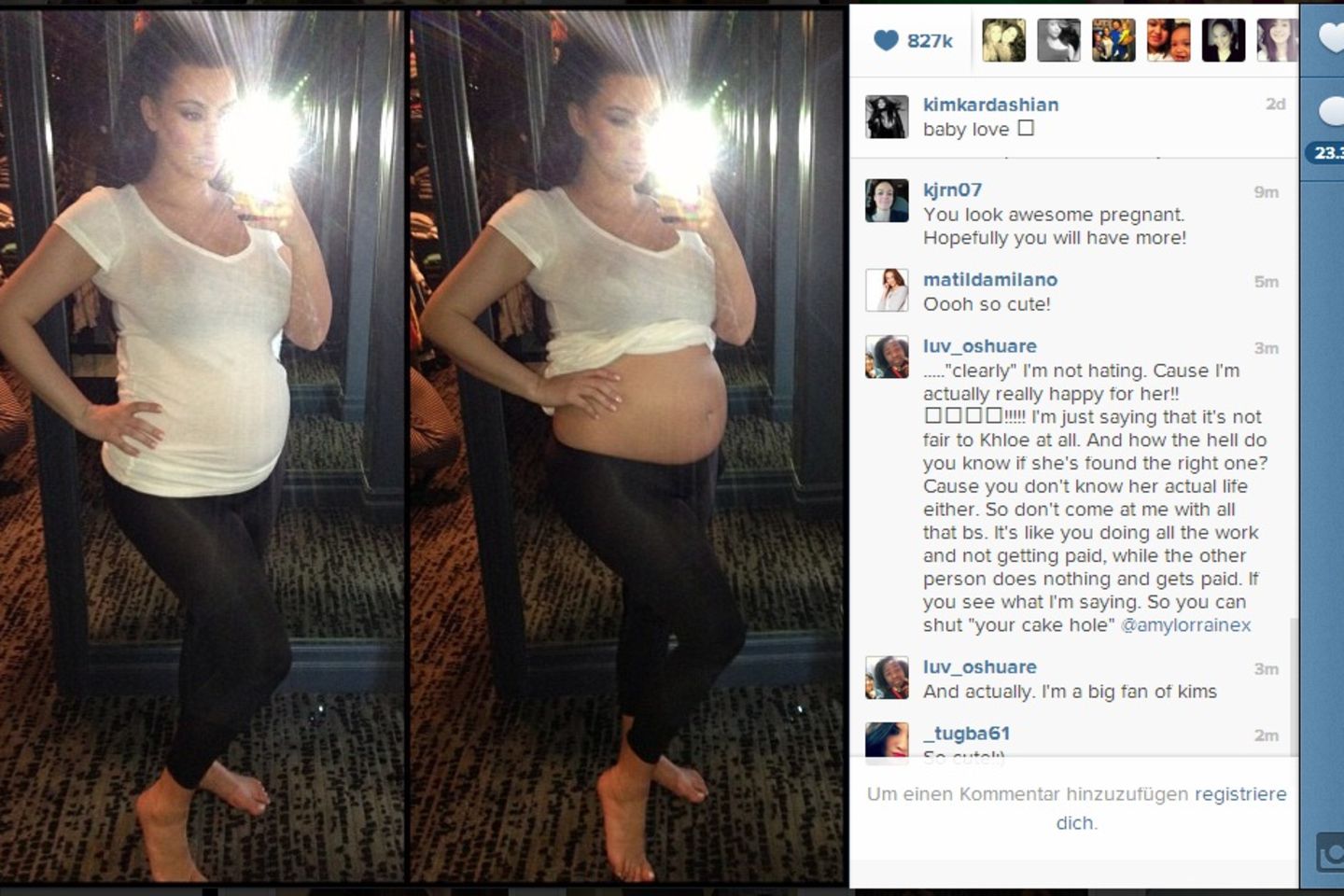 Kim Kardashian zeigt ihren nackten Babybauch