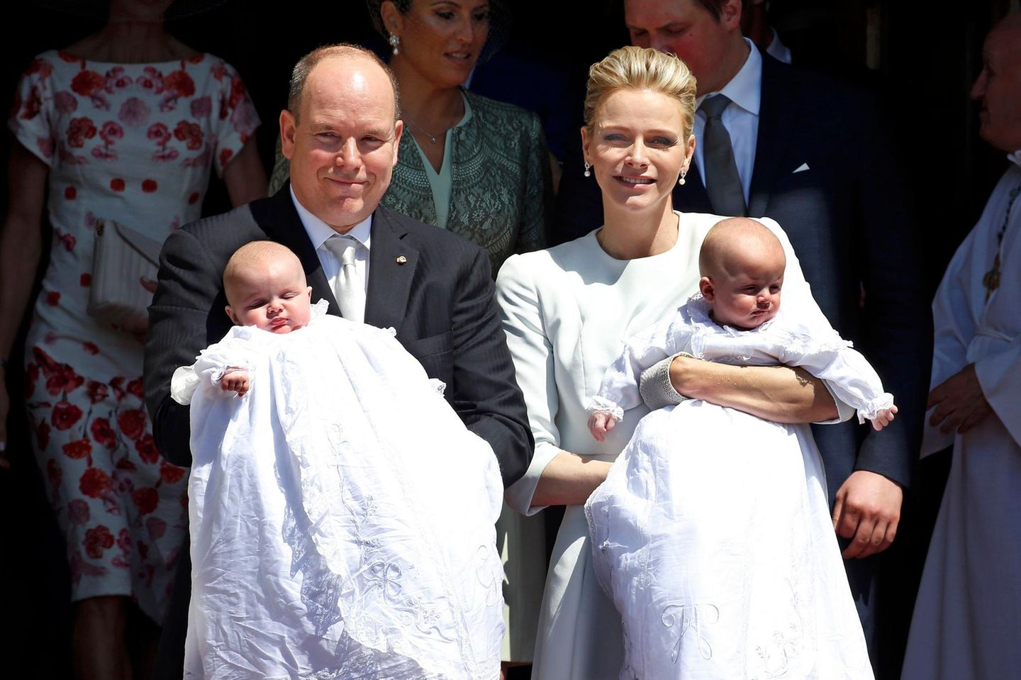 Fürst Albert von Monaco (56) und Ehefrau Charlène (36) mit ihren Zwillingen.