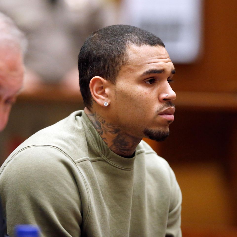 LOS ANGELES, CA - JANUARY 15:  Singer Chris Brown attends a progress hearing at Los Angeles Superior Court on January 15, 2015 in Los Angeles, California.  Brown was first placed on probation after the 2009 domestic violence case in which he plead gu