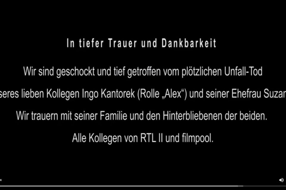 Mit dieser schwarzen Texttafel kurz vor der ersten Werbepause verabschiedet sich "Köln 50667" von seinem Schauspieler Ingo Kant…