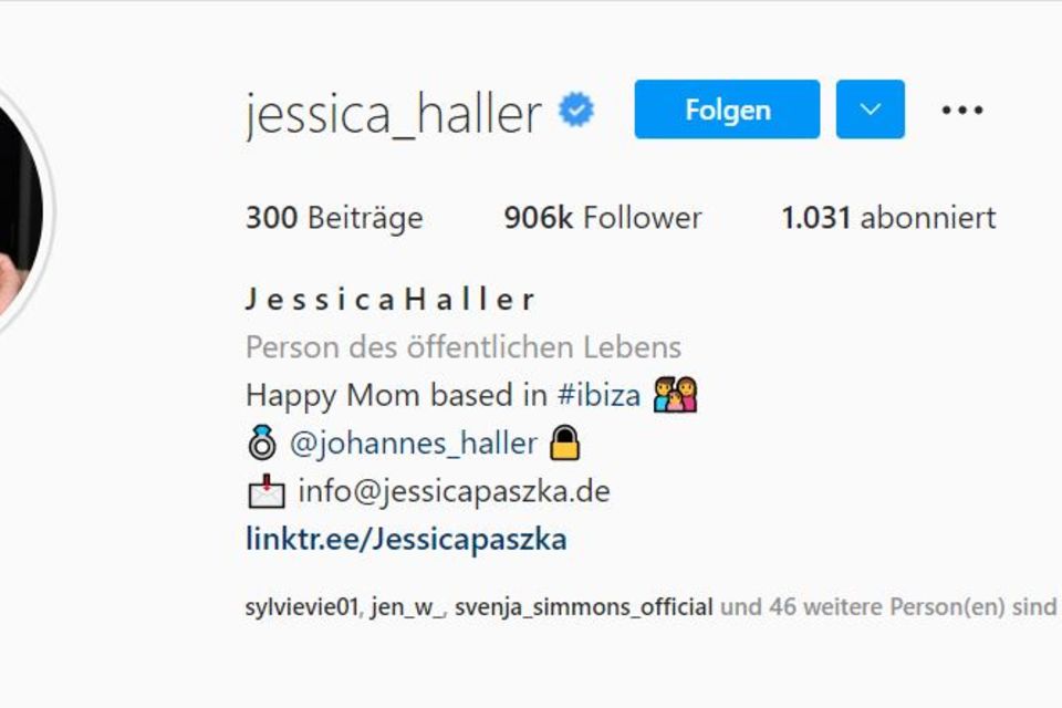 Jessica Paszka heißt ab sofort auch auf Instagram Haller.