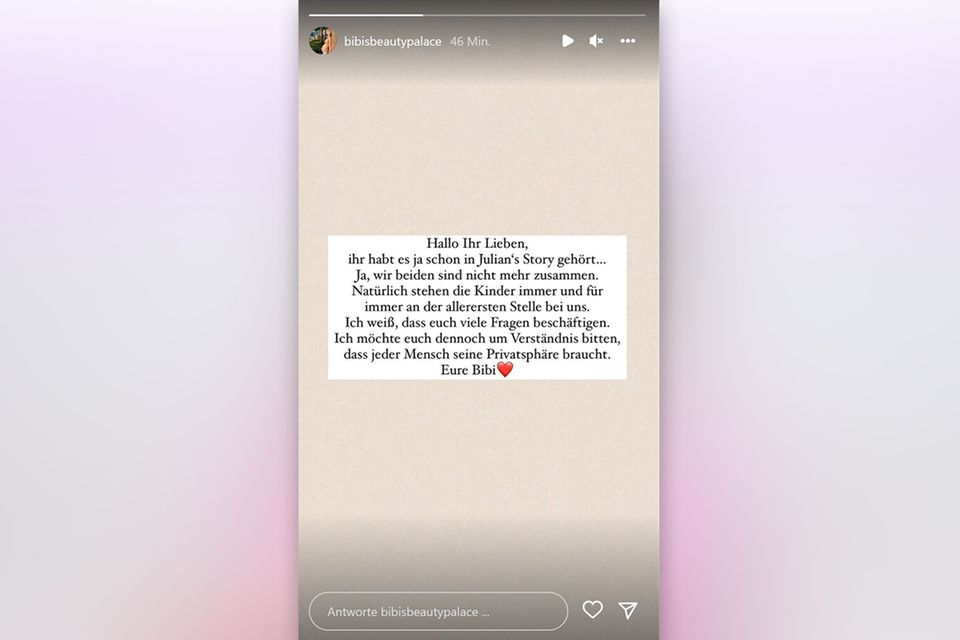 Bibi Claßen meldet sich bei Instagram zur Trennung zu Wort