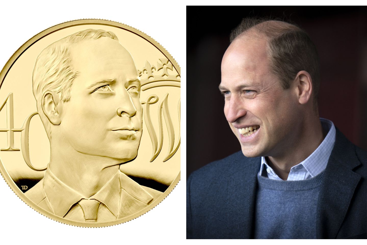 Finde den Fehler: In Sachen Haare wurde bei dem Münz-Porträt von Prinz William zu seinem 40. Geburtstag wohl etwas nachgeholfen.