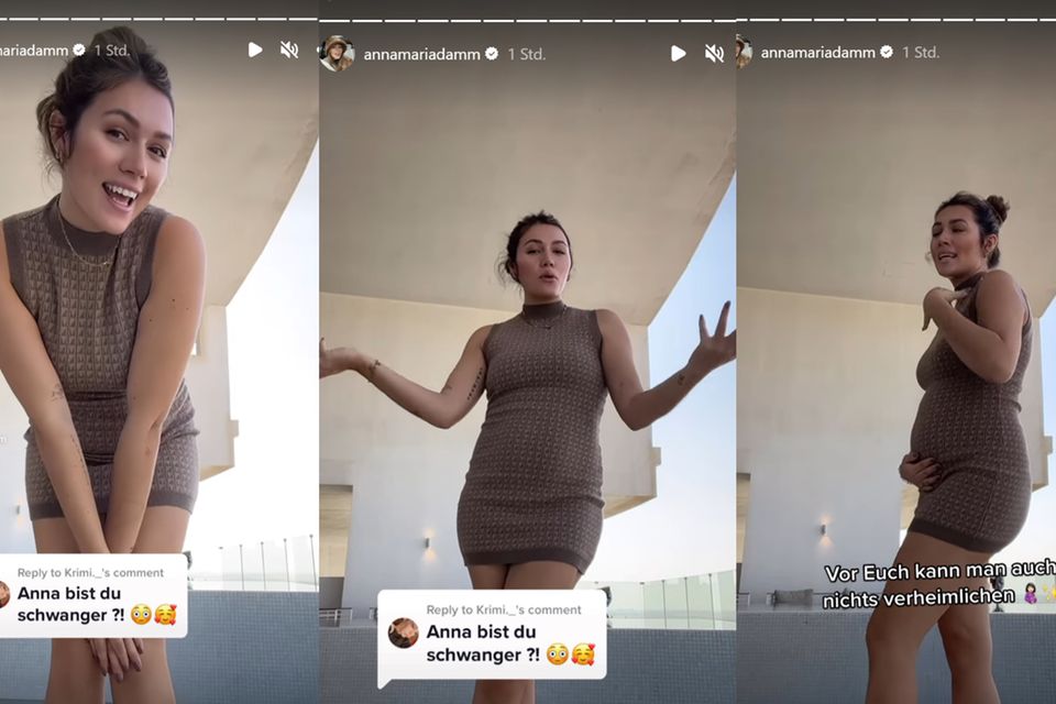 Anna Maria Damm zeigt stolz ihre Baby-Kugel beim Tanzen.