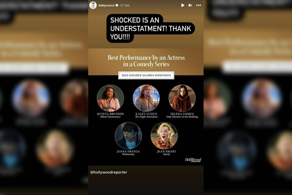 Kaley Cuoco freut sich über ihre Nominierung auf Instagram