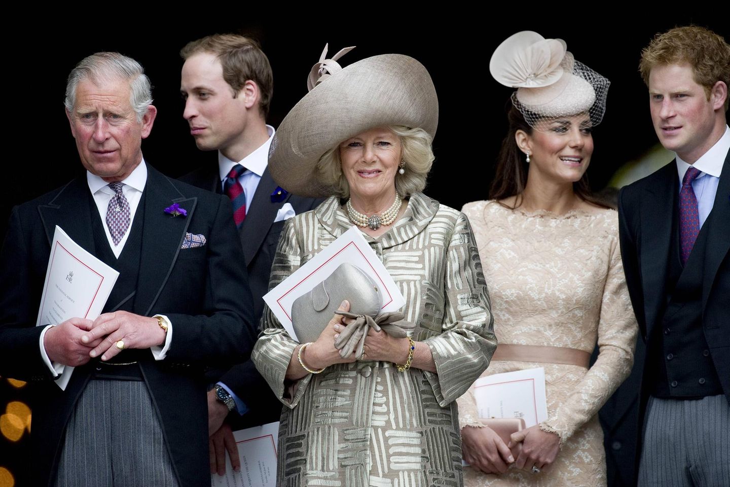 Prince Charles, Prince William, Camilla, Catherine, Duchess of Cambridge, Prince Harry - Royal family at the Diamond Jubilee Th…