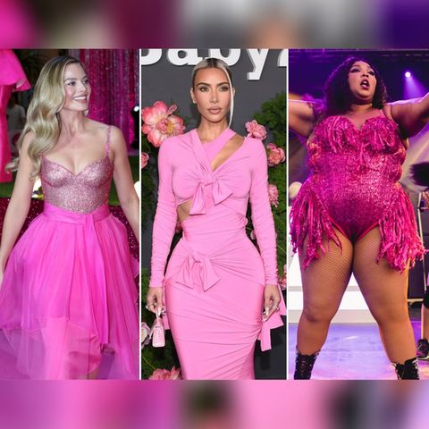 "Barbie"-Darstellerin Margot Robbie (l.) scheint Promi-Frauen wie Kim Kardashian und Lizzo (r.) modisch zu inspirieren.