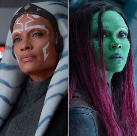 Rosario Dawson (l.) in "Ahsoka", Zoe Saldana in "Guardians of the Galaxy Vol. 3".