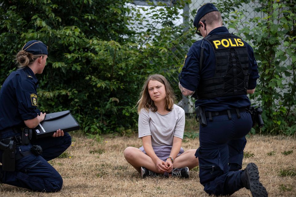 Greta Thunberg bei der Protestaktion in Malmö.