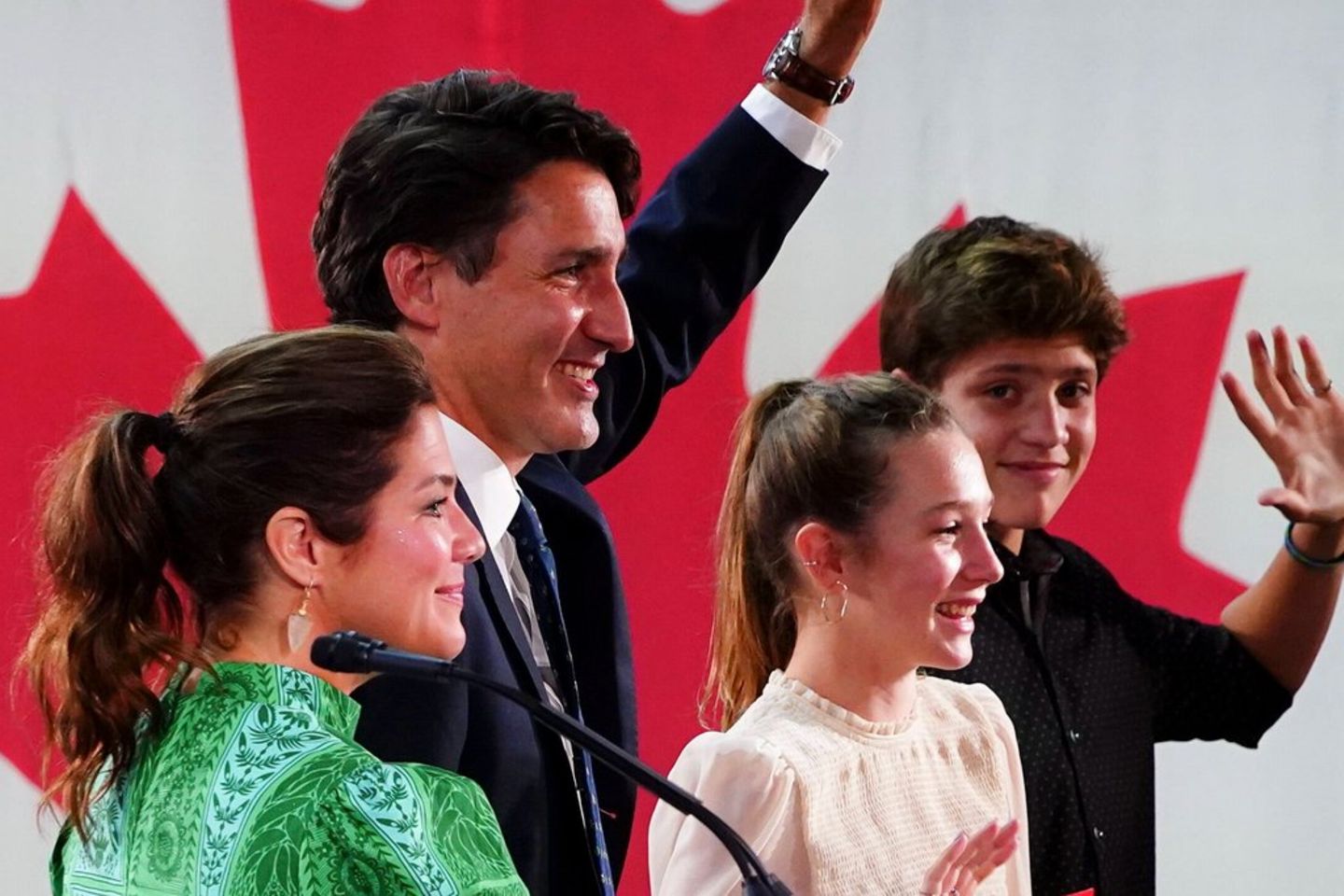Kanadas Premierminister Justin Trudeau mit seiner Noch-Ehefrau Sophie Gregoire Trudeau und den beiden älteren Kindern Xavier u