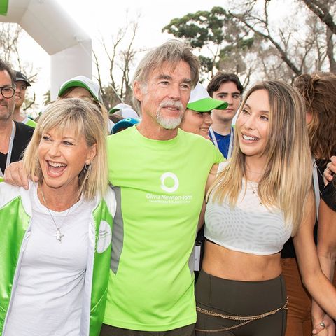 Olivia Newton-John mit ihrem Ehemann John Easterling und Tochter Chloe Lattanzi im Oktober 2019.