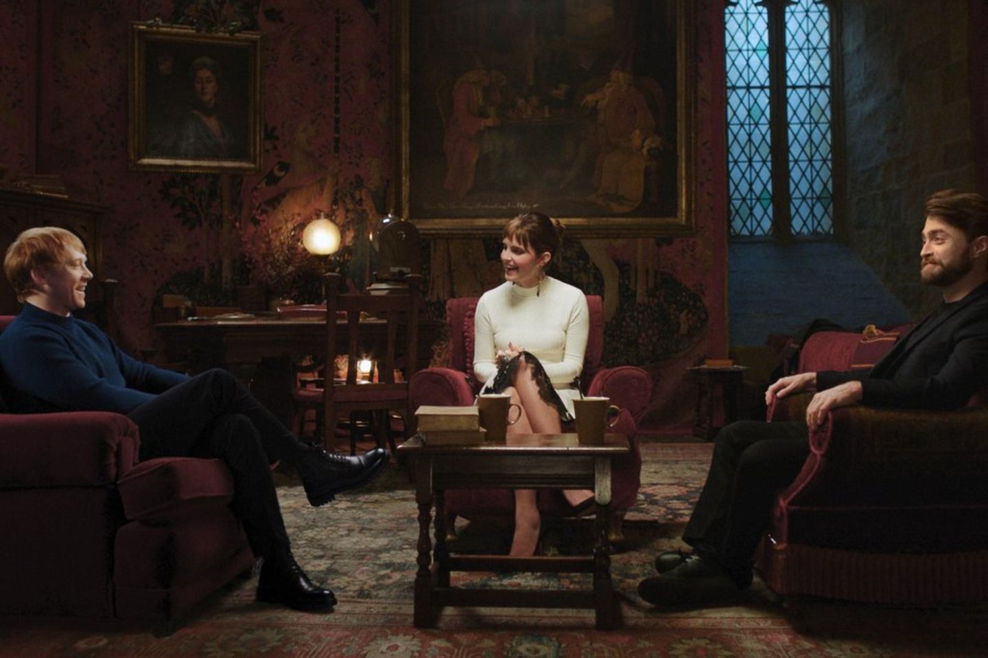 Zurück in Hogwarts: Rupert Grint (l.), Emma Watson und Daniel Radcliffe.