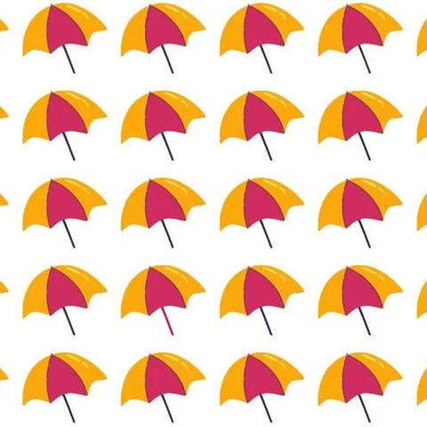 Suchbild: Wie schnell findest du den Regenschirm, der aus der Reihe tanzt?