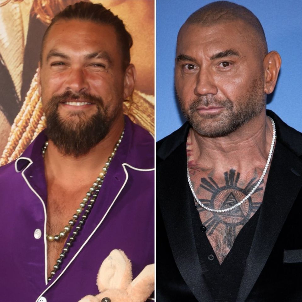Planen einen Film, in dem sie beide leichtbekleidet auftreten: Jason Momoa (l.) und Dave Bautista.