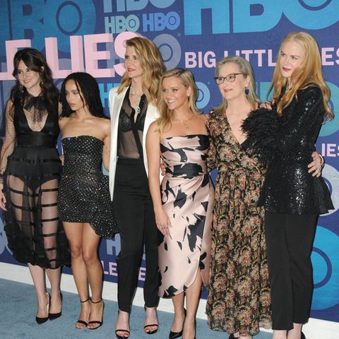 Shailene Woodley, Zoë Kravitz, Laura Dern, Reese Witherspoon, Meryl Streep und Nicole Kidman (v.l.n.r.) bei einem Event zur Pr