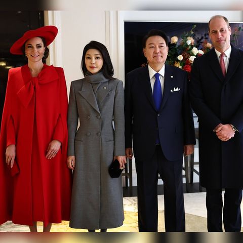 Prinzessin Kate, Kim Keon-hee, Yoon Suk-yeol, und Prinz William (v.l.n.r.) am Morgen in London.