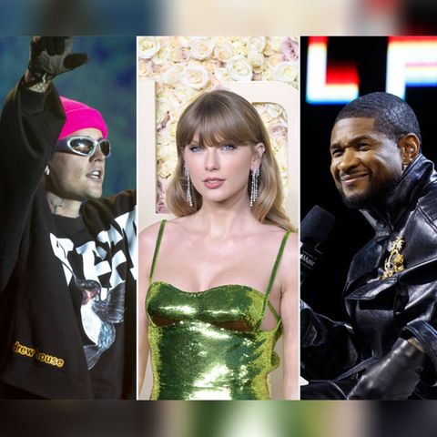 Usher (r.) könnte eventuell mit Justin Bieber oder Taylor Swift beim Super Bowl auftreten.