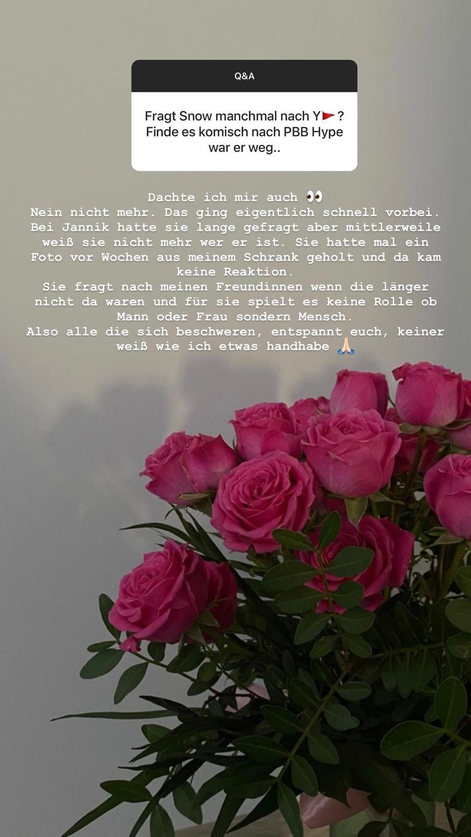 Auf Instagram verrät Yeliz Koc: Snow vergisst die Ex-Freunde ihrer Mama schneller als Yeliz selbst.
