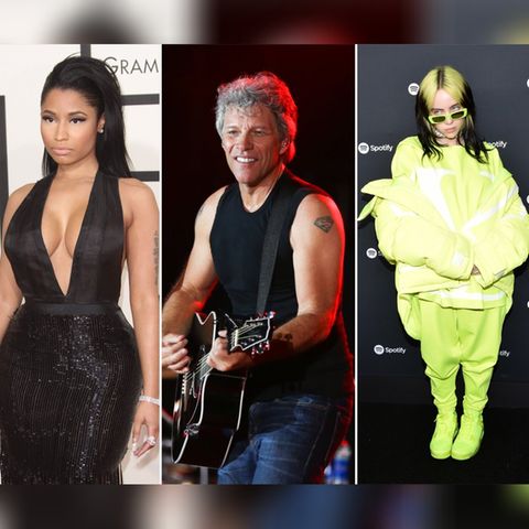 Unter anderem Nicki Minaj (l.), Jon Bon Jovi und Billie Eilish sehen den Einsatz von Künstlicher Intelligenz in der Musikbranc