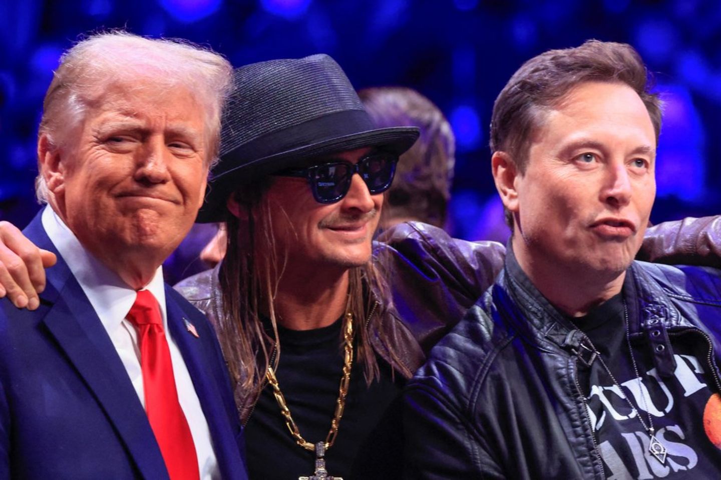 Donald Trump (l.) with Kid Rock and Elon Musk (r.) at UFC-Kampf in New Yorker Madison Square Garden.