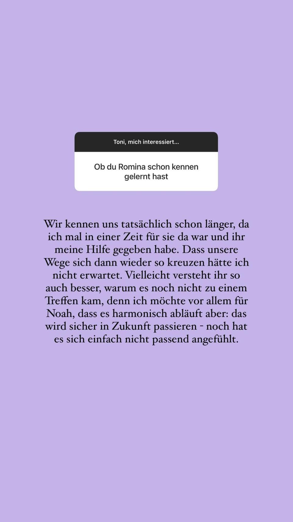 Antonia enthüllt überraschenderweise in einer Geschichte, dass sie Romina schon lange kennt.